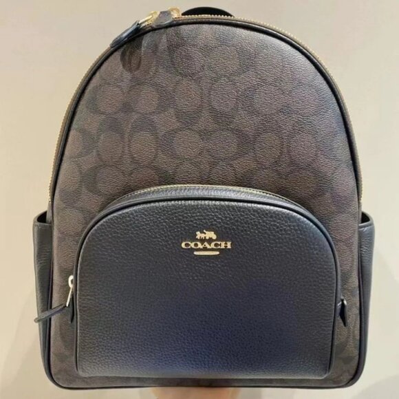 NWT Coach Court Backpack In Blocked Signature Canvas CZ176 - Picture 1 of 10